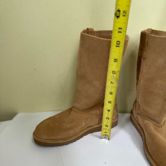 UGG NEW Classic Unlined Perforated Leather Tall Pull On Boots Suede Lightweight - Picture 9 of 14